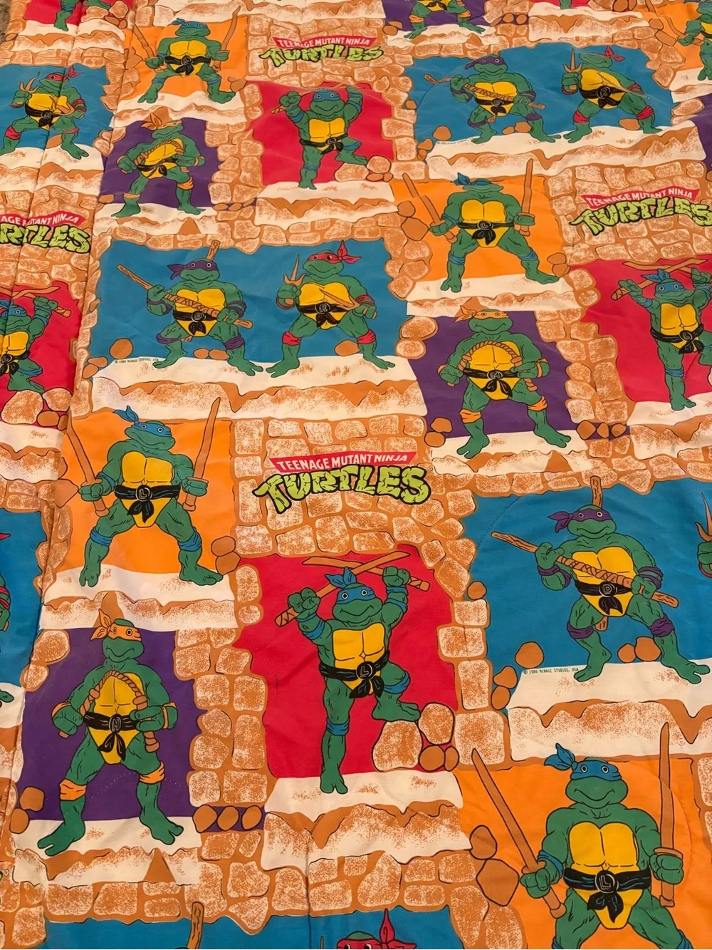Vintage 1988 Teenage Mutant Ninja Turtles FULL Size Comforter Mirage USA 87x76”
